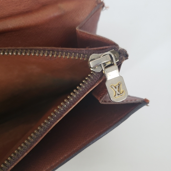 LOUIS VUITTON LV Vintage Sarah Envelope Wallet Leather Large Clutch Brown - Picture 7 of 13